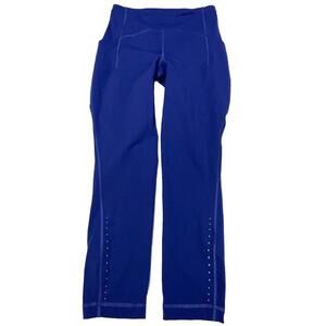 Womens LULULEMON Blue Yoga Running Fast & Free Crop Pants Sz 4